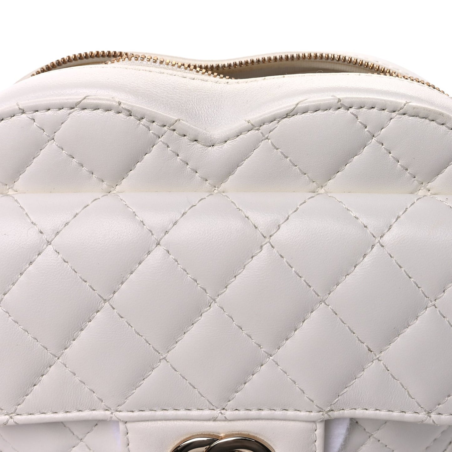 Lambskin Quilted CC In Love Heart Bag  White