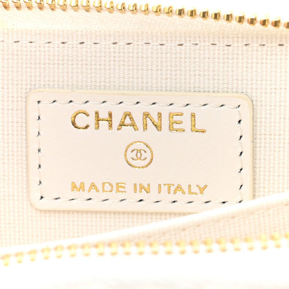 Chanel Tweed Quilted Bow Flap Card Holder On Chain White 6 of 7