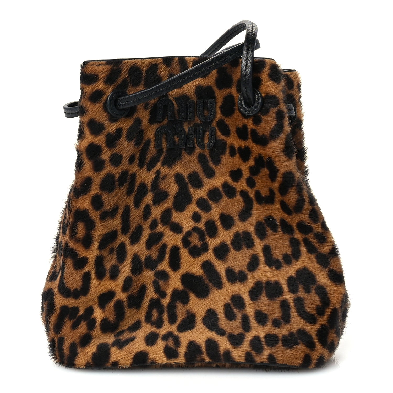 Miu Miu Calf Hair Pouch Bag Brown Black 1 of 8