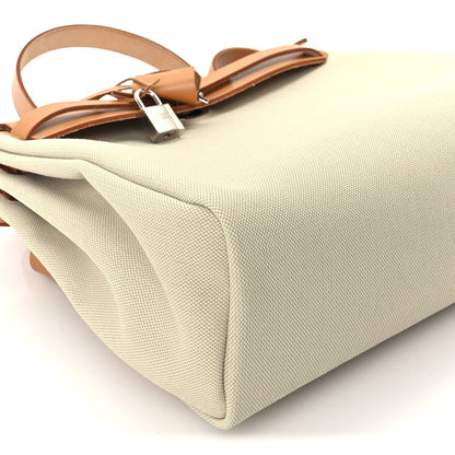 Hermes Military Toile Vache Hunter Herbag Zip Retourne 31 PM Beton Naturel 9 of 11