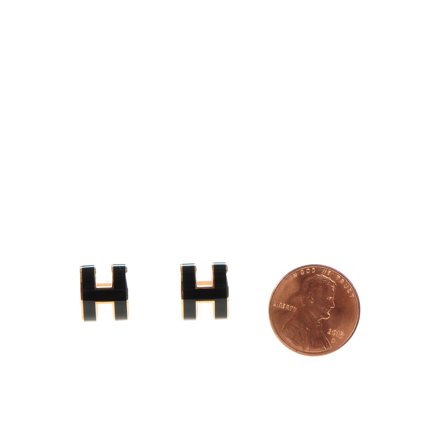 Rose Gold Lacquered Pop H Earrings Black