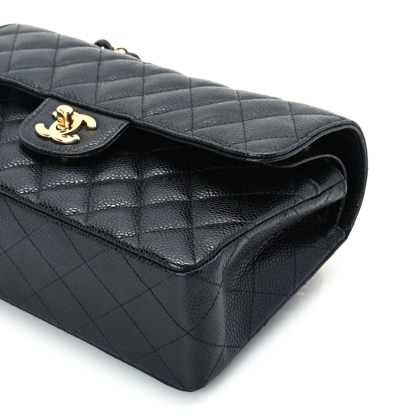 Caviar Quilted Small Double Flap  Black