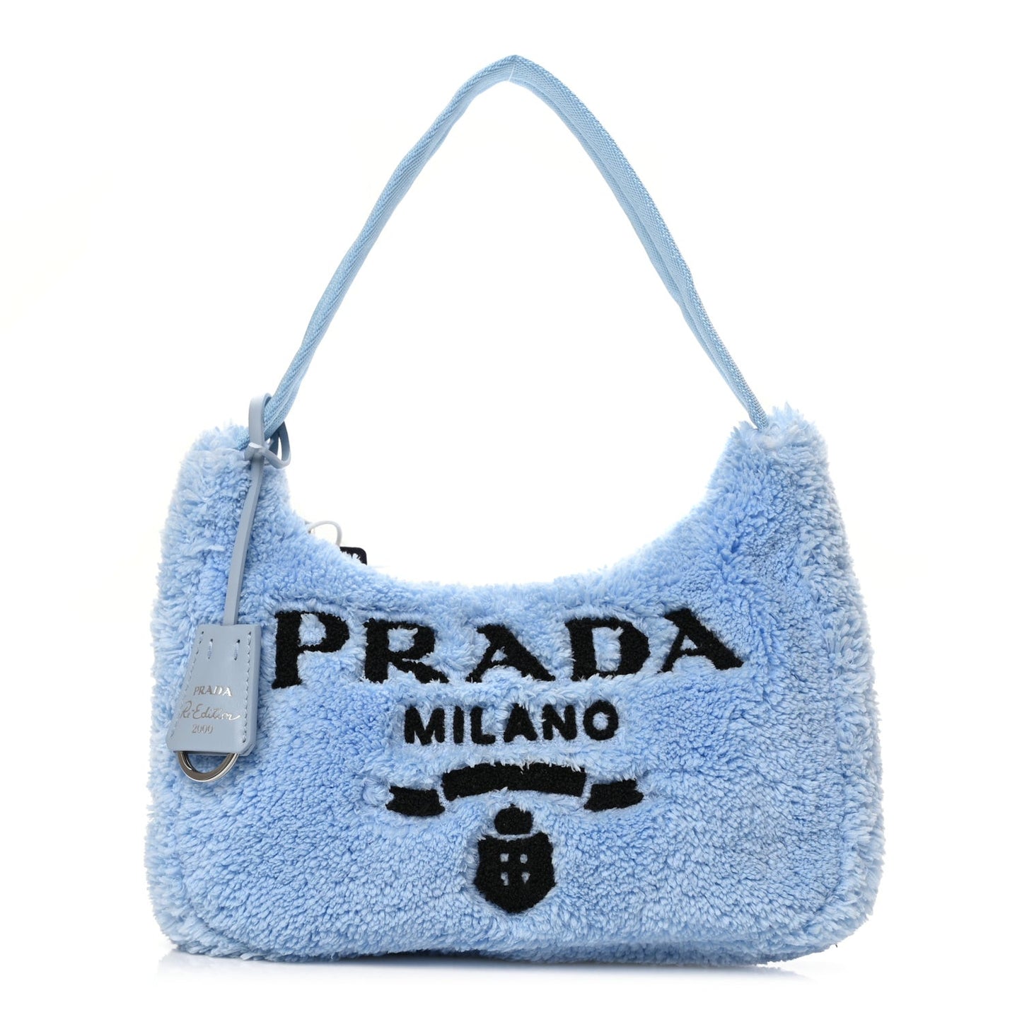PRADA Terry Cloth Mini Re-Edition 2000 Bag Celeste Black