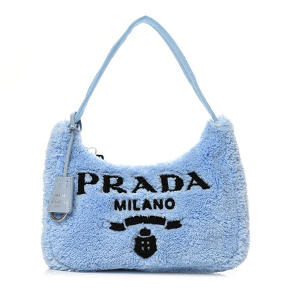 Prada PRADA Terry Cloth Mini Re-Edition 2000 Bag Celeste Black 1 of 9