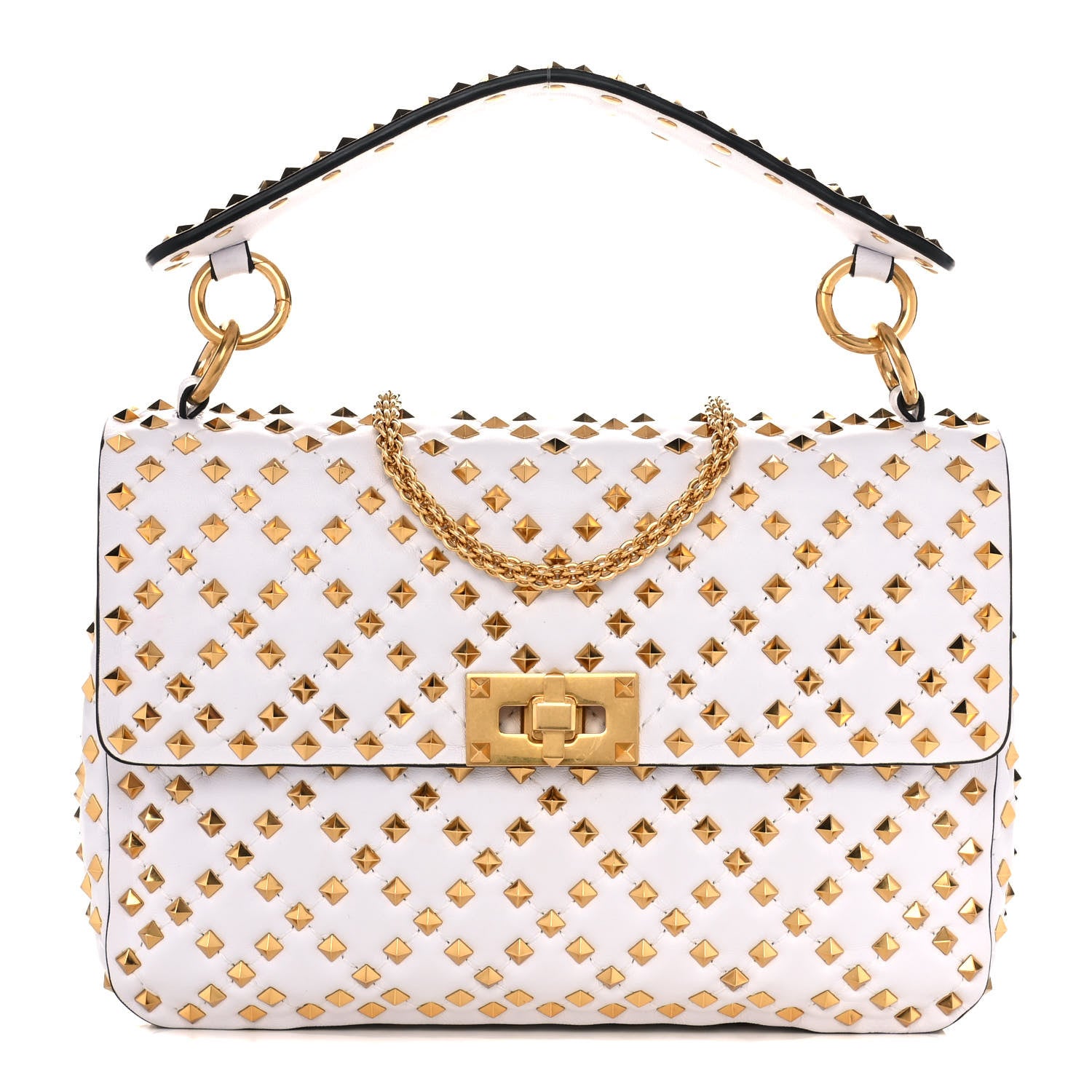 Valentino Garavani Lambskin Medium Rockstud Extreme Spike Shoulder Bag Light Ivory 1 of 9