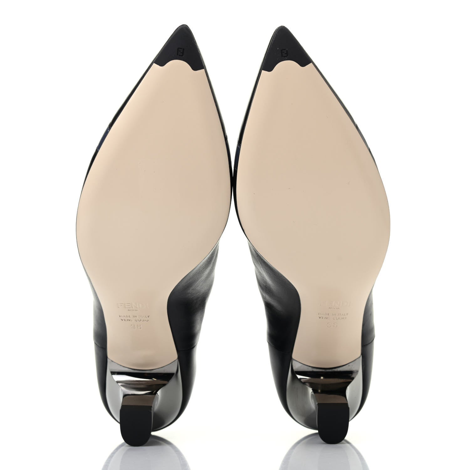 Fendi Vitello Colibri 55mm Ankle Booties 38 Black Antracite 4 of 5