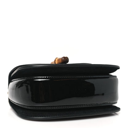 Gucci Patent Crystal Mini Bamboo 1947 Top Handle Chain Bag Black 4 of 11