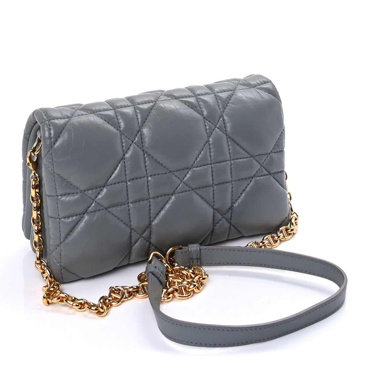 Christian Dior Calfskin Macrocannage Mini Caro Bag Grey 2 of 8