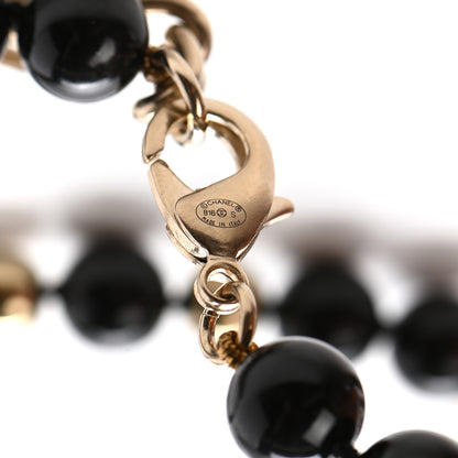 Chanel Beaded CC Long Necklace Black Gold 4 of 5