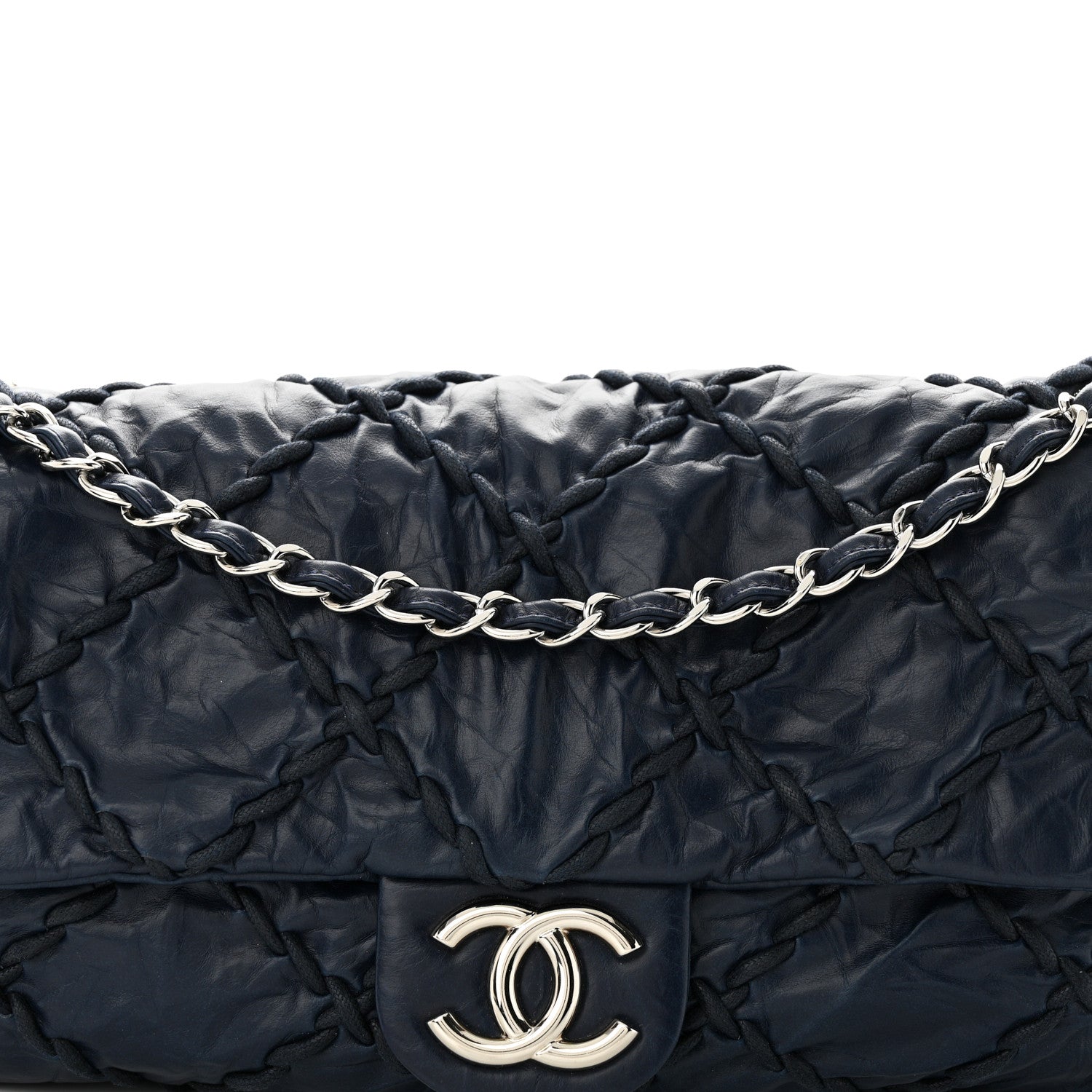 Chanel Calfskin Ultra Stitch Oversize Flap Navy 8 of 10