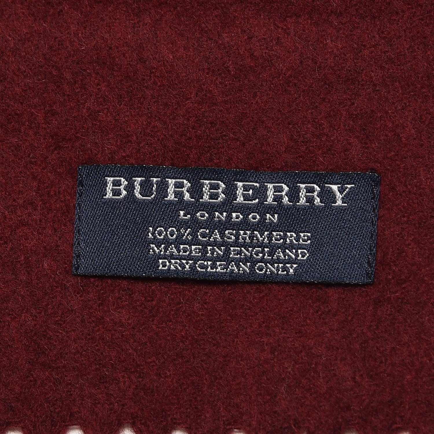 Burberry Cashmere Embroidered Fringe Scarf Burgundy 4 of 4