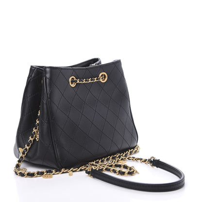Chanel Calfskin Stitched Small Egyptian Amulet Drawstring Bag Black 3 of 10