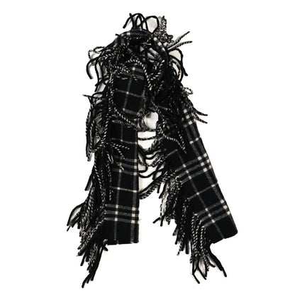 Burberry Cashmere Check Happy Fringe Scarf Black Calico 1 of 4