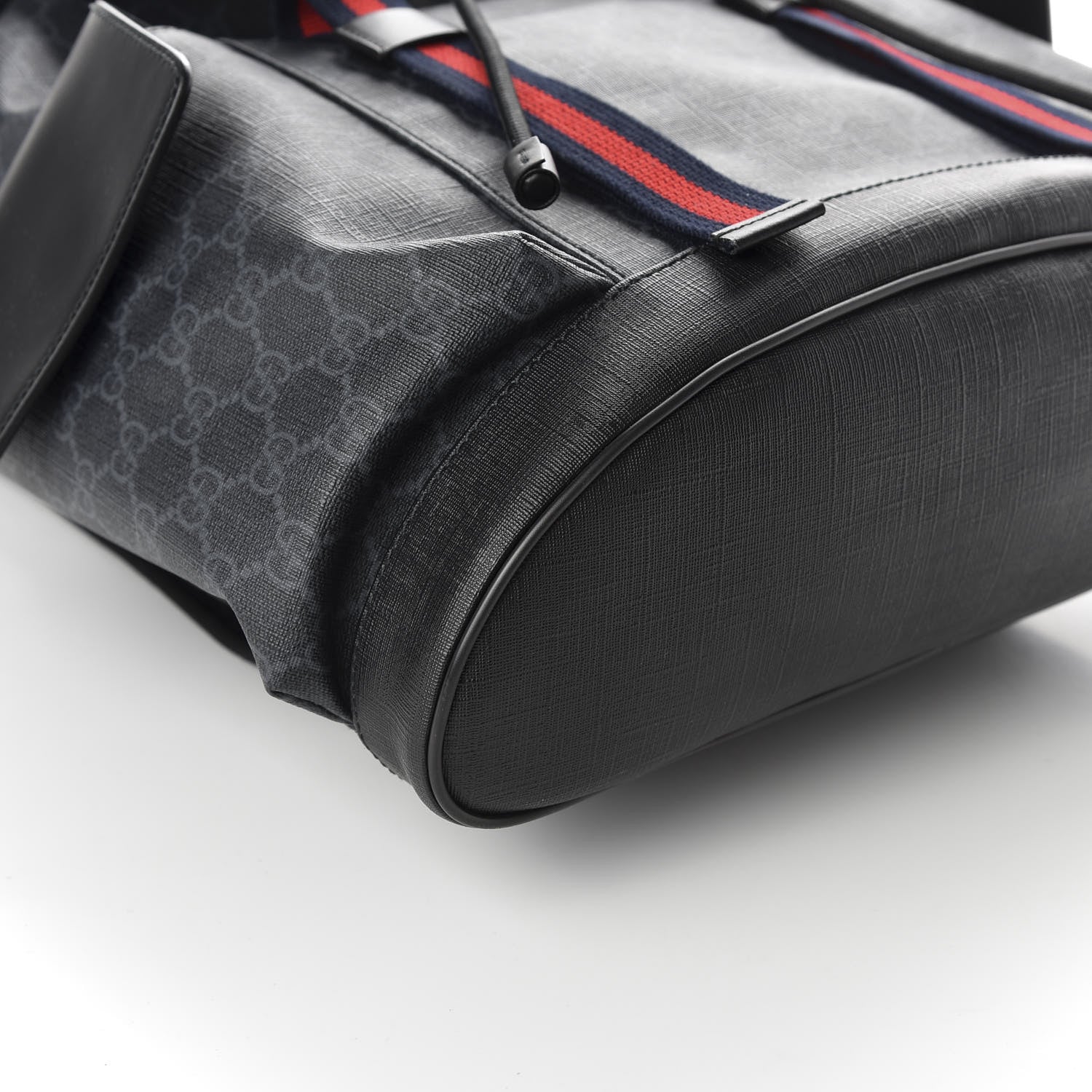 Gucci Soft GG Supreme Monogram Appia Calfskin Web Double Buckle Backpack Black 7 of 8