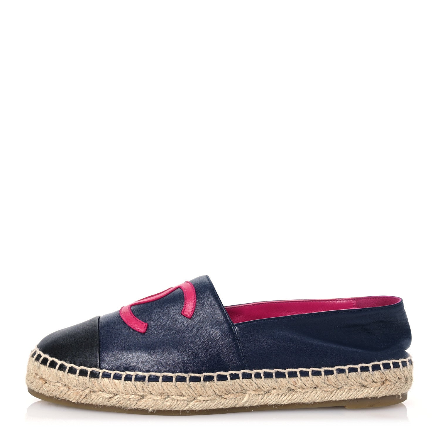 Chanel Lambskin CC Espadrilles 38 Navy Fuchsia Black 1 of 14