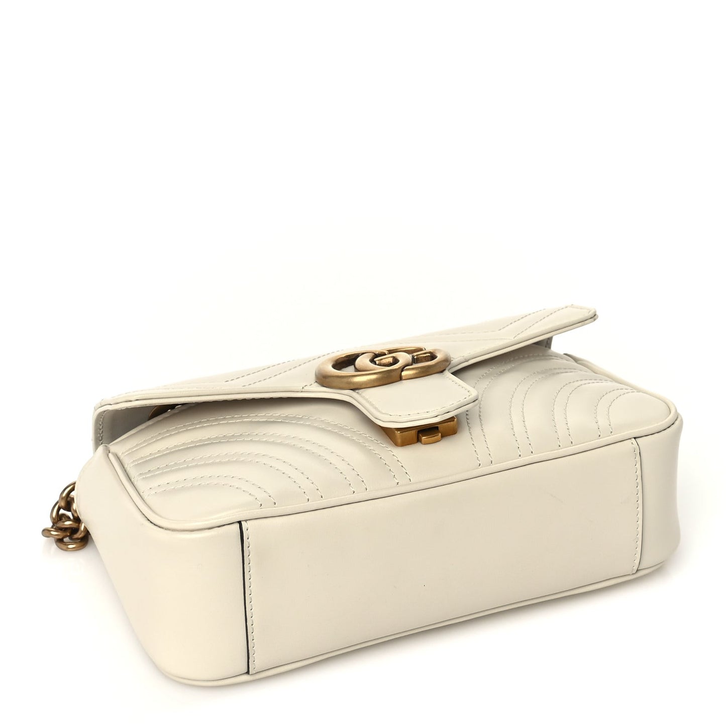 Calfskin Matelasse Mini GG Marmont Shoulder Bag White