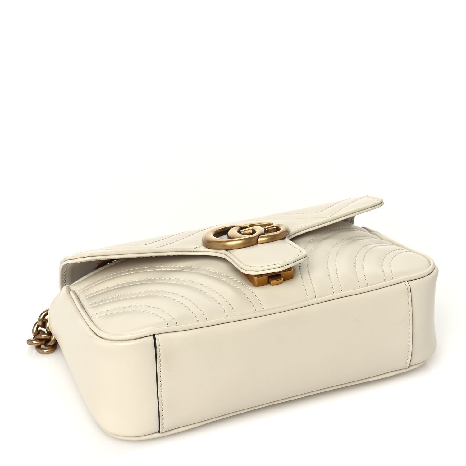Gucci Calfskin Matelasse Mini GG Marmont Shoulder Bag White 3 of 8