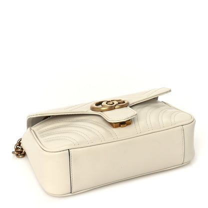 Gucci Calfskin Matelasse Mini GG Marmont Shoulder Bag White 3 of 8