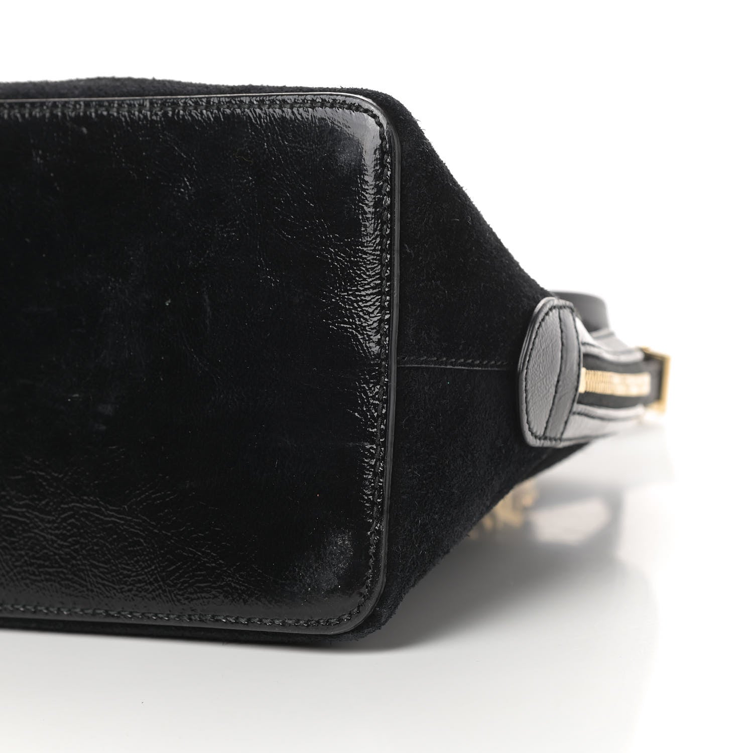 Gucci Suede Patent GG Web Medium Ophidia Top Handle Dome Bag Black 9 of 14