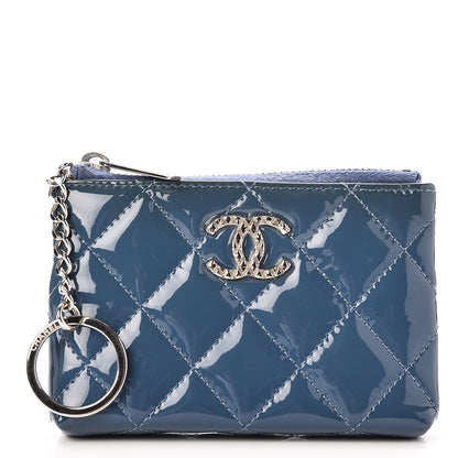 Chanel Patent Quilted Brilliant Key Holder Case Royal Blue 1 of 10