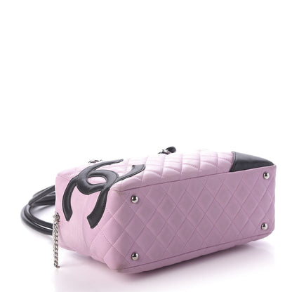 Chanel Calfskin Quilted Large Cambon Bowler Pink Black 4 of 12