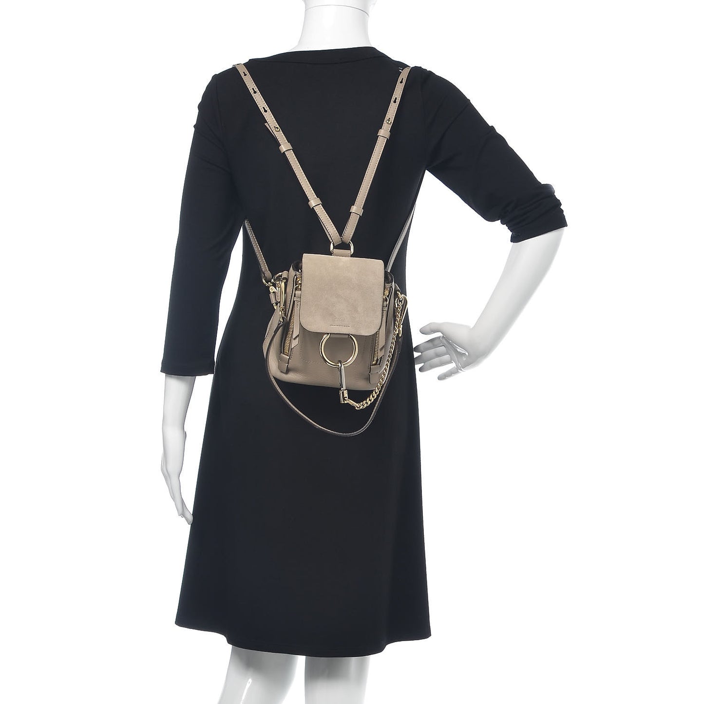 Suede Calfskin Mini Faye Backpack Motty Grey