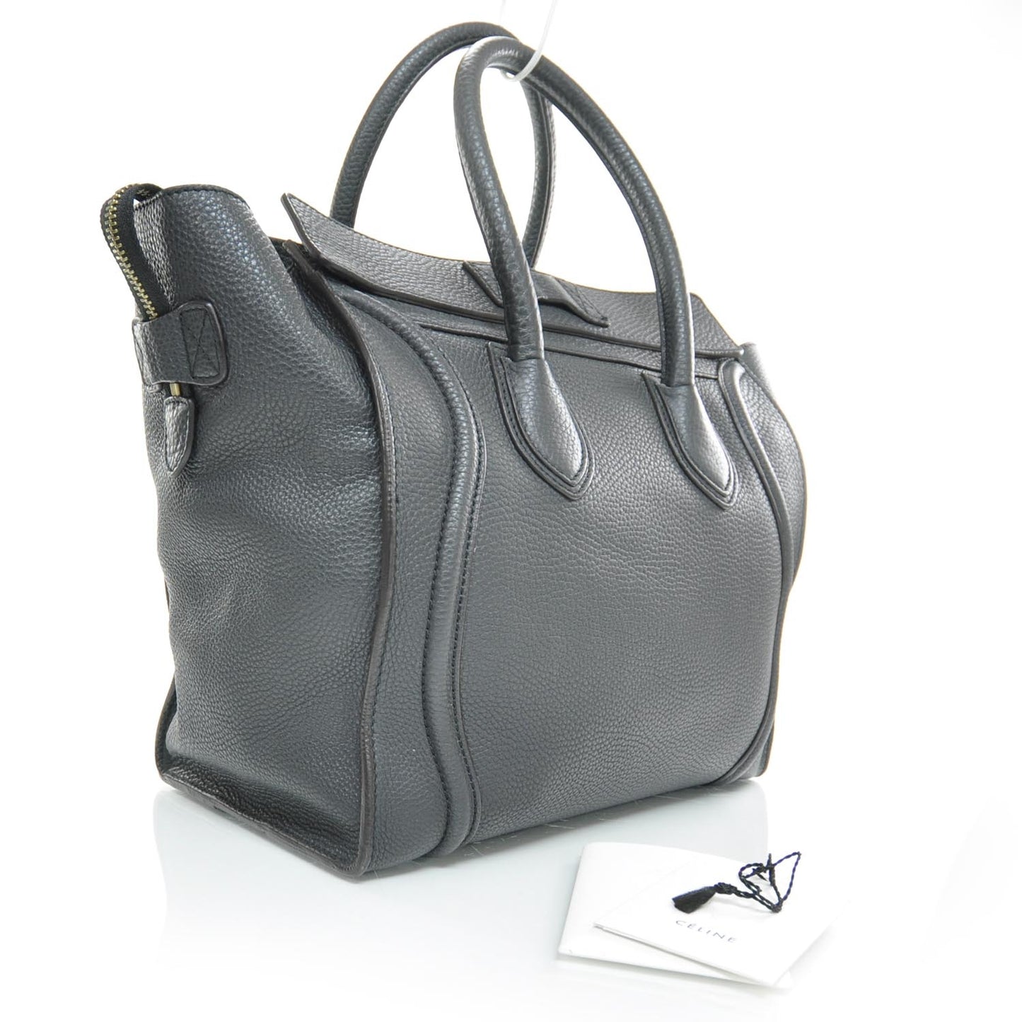 Pebbled Leather Mini Luggage Bag Anthracite