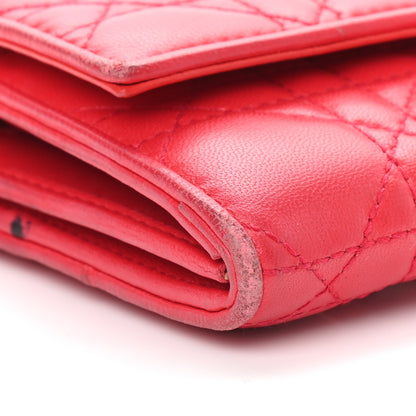 Christian Dior Lambskin Cannage Rendez-vous Chain Wallet Red 8 of 10
