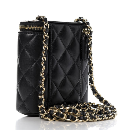 Chanel Lambskin Quilted Small Vertical Coco Beauty Vanity Case With Chain Black 3 of 11