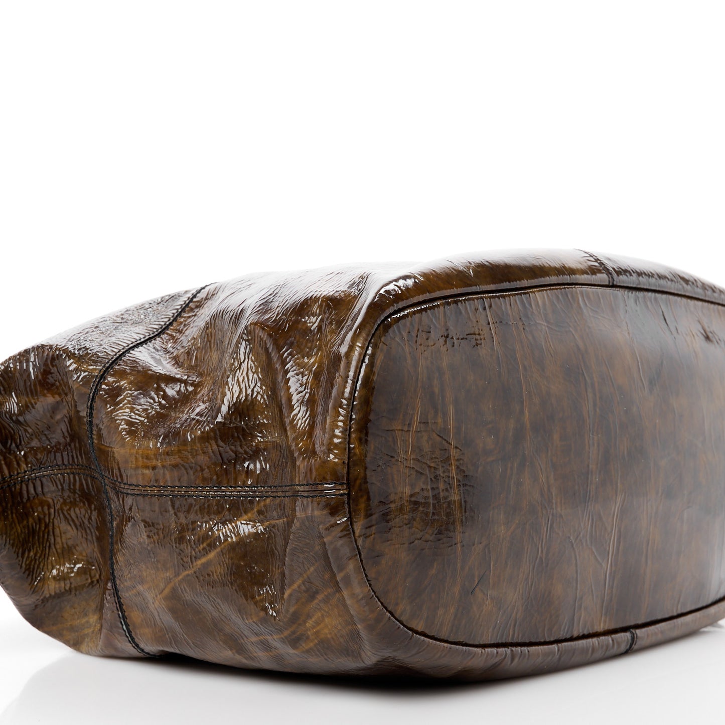 Crinkled Patent Calfskin Medium Nightingale Light Brown