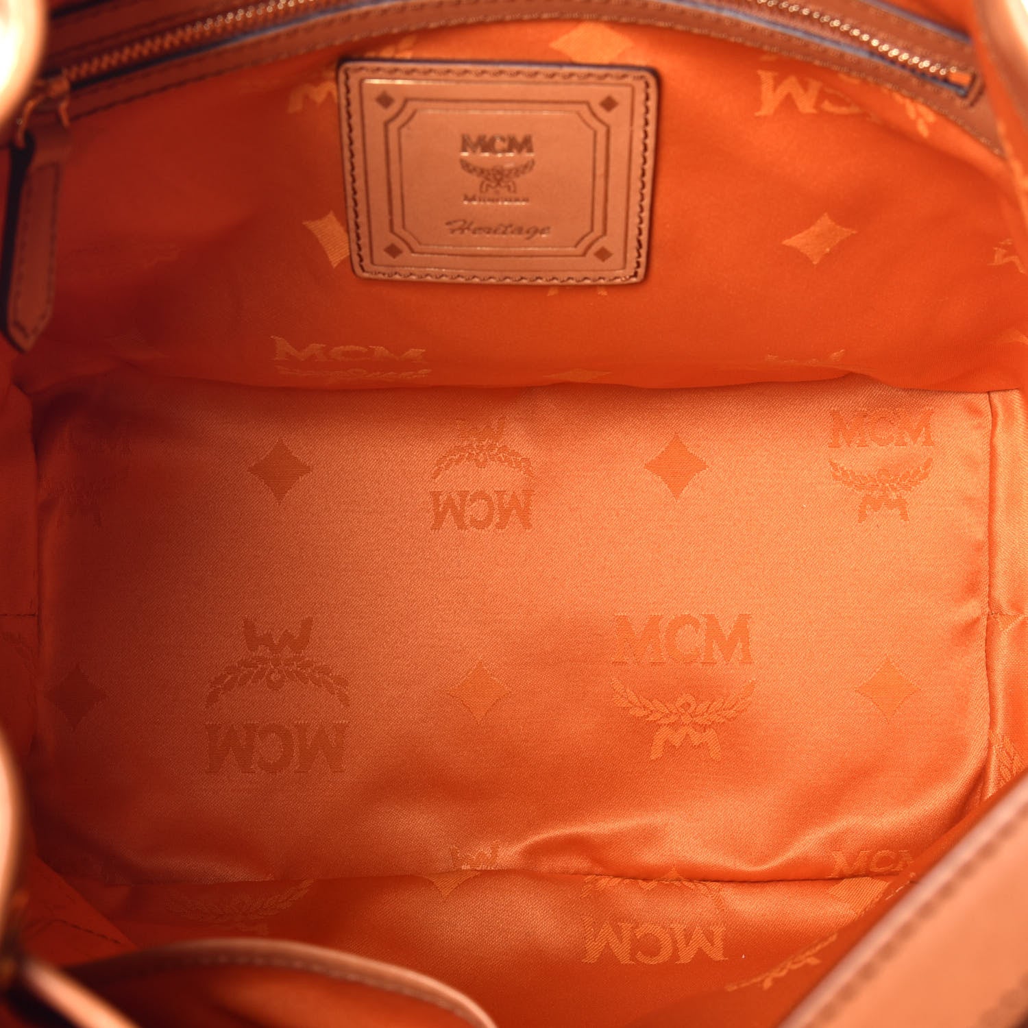 MCM Visetos Small Heritage Drawstring Bucket Bag Cognac 5 of 8