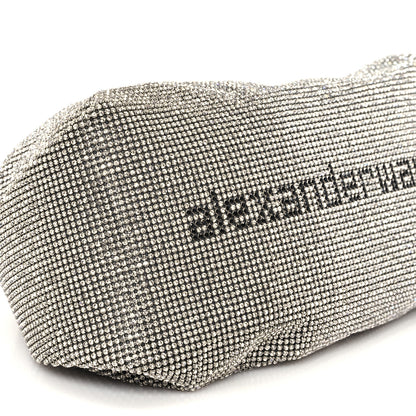 Alexander Wang Mesh Crystal Rhinestone Mini Scrunchie Clutch Black Silver 10 of 11