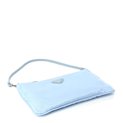 Prada Re-Nylon Vela Saffiano Mini Pochette Bag Celeste 3 of 10