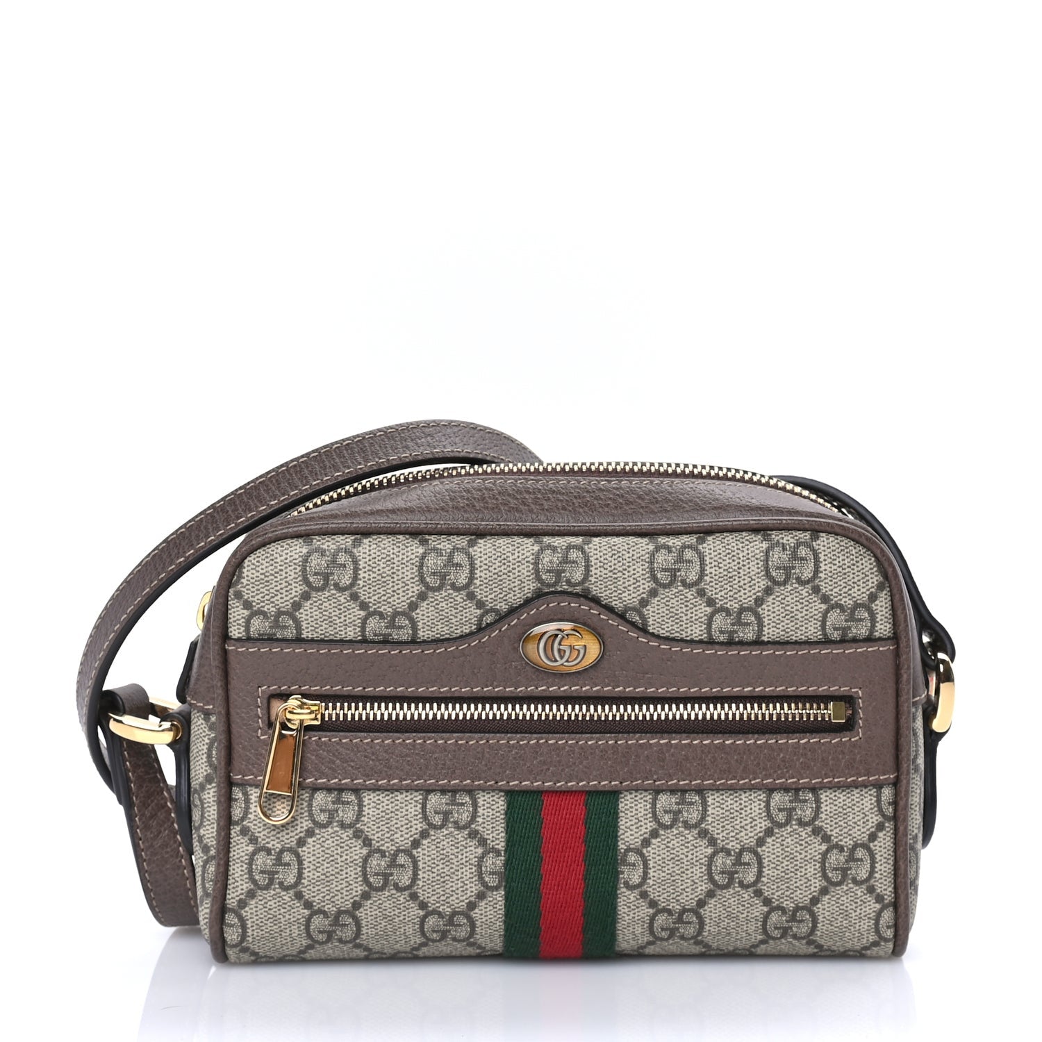 Gucci GG Supreme Monogram Web Mini Ophidia Shoulder Bag  Brown 1 of 7