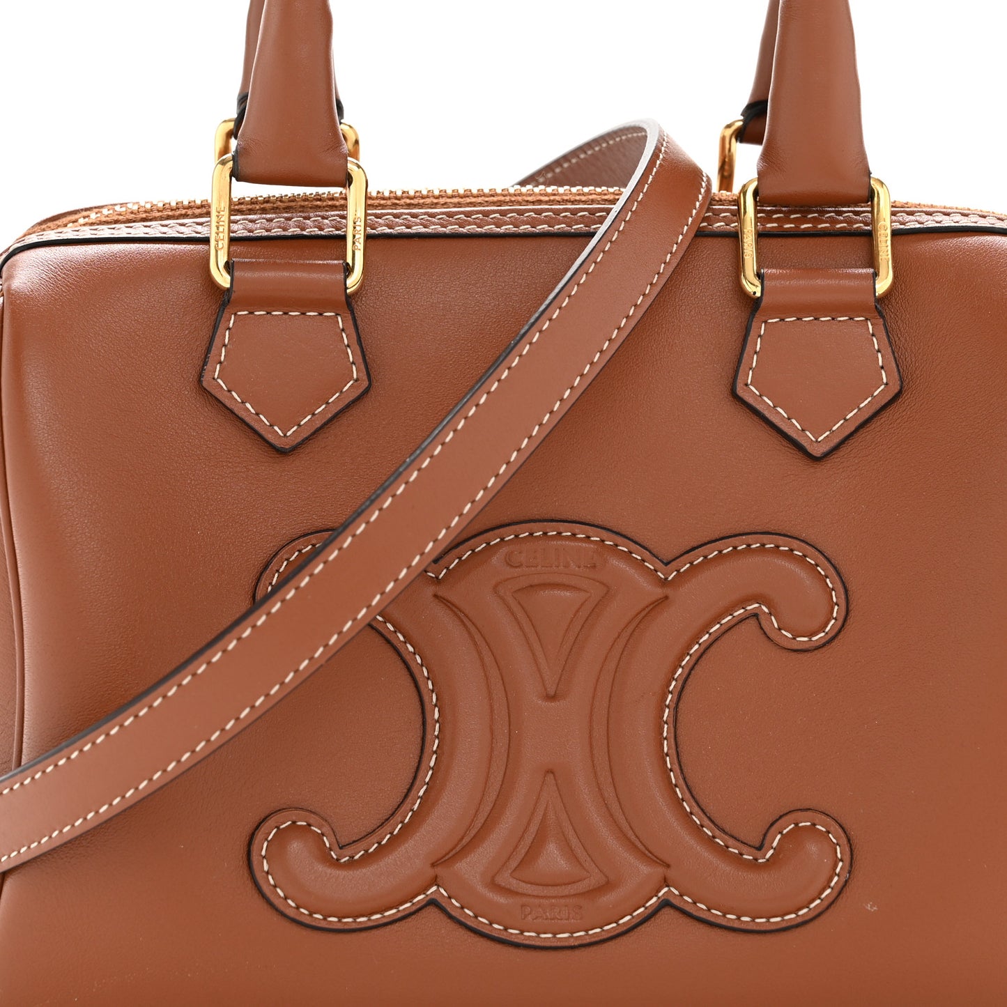 Smooth Calfskin Triomphe Small Boston Bag Tan