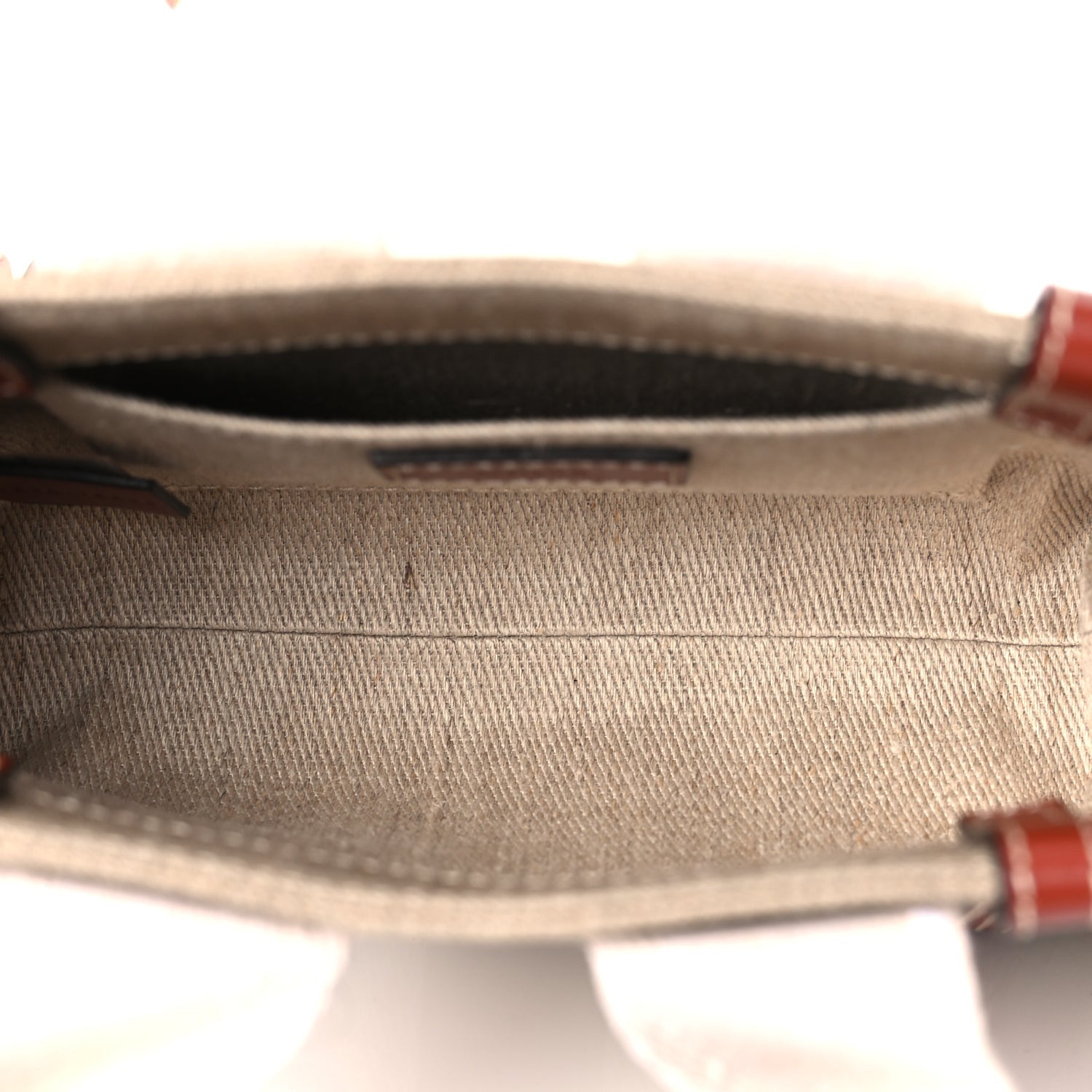 Chloe Cotton Calfskin Mini Woody Ribbon Tote White Brown 4 of 10