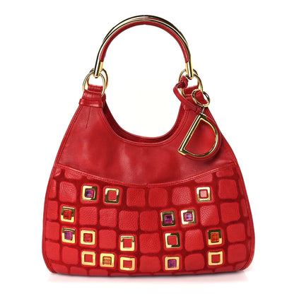 Christian Dior Calfskin Embellished 61 Tote Red 1 of 8