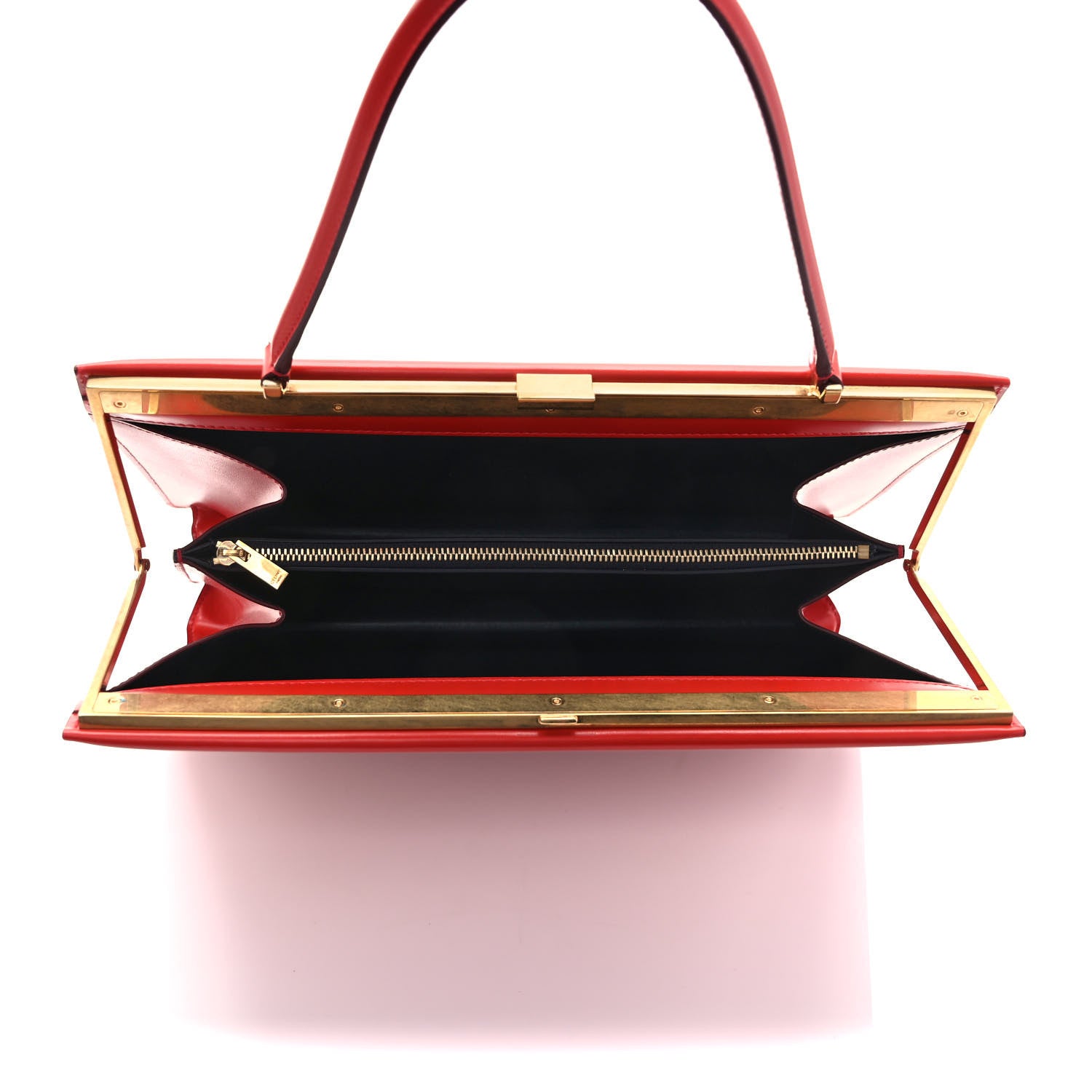 Celine Patina Box Calfskin Medium Clasp Bag Scarlet 5 of 8