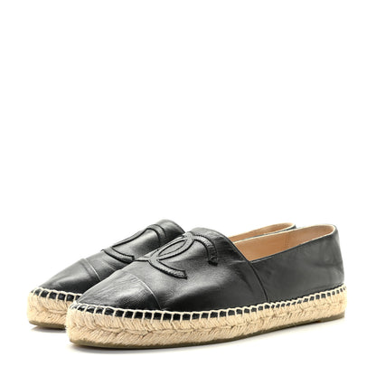 Chanel Lambskin CC Espadrilles 38 Black 3 of 10