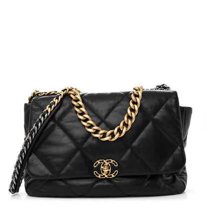 Chanel Goatskin Quilted Maxi Chanel 19 Flap Black 1 of 10