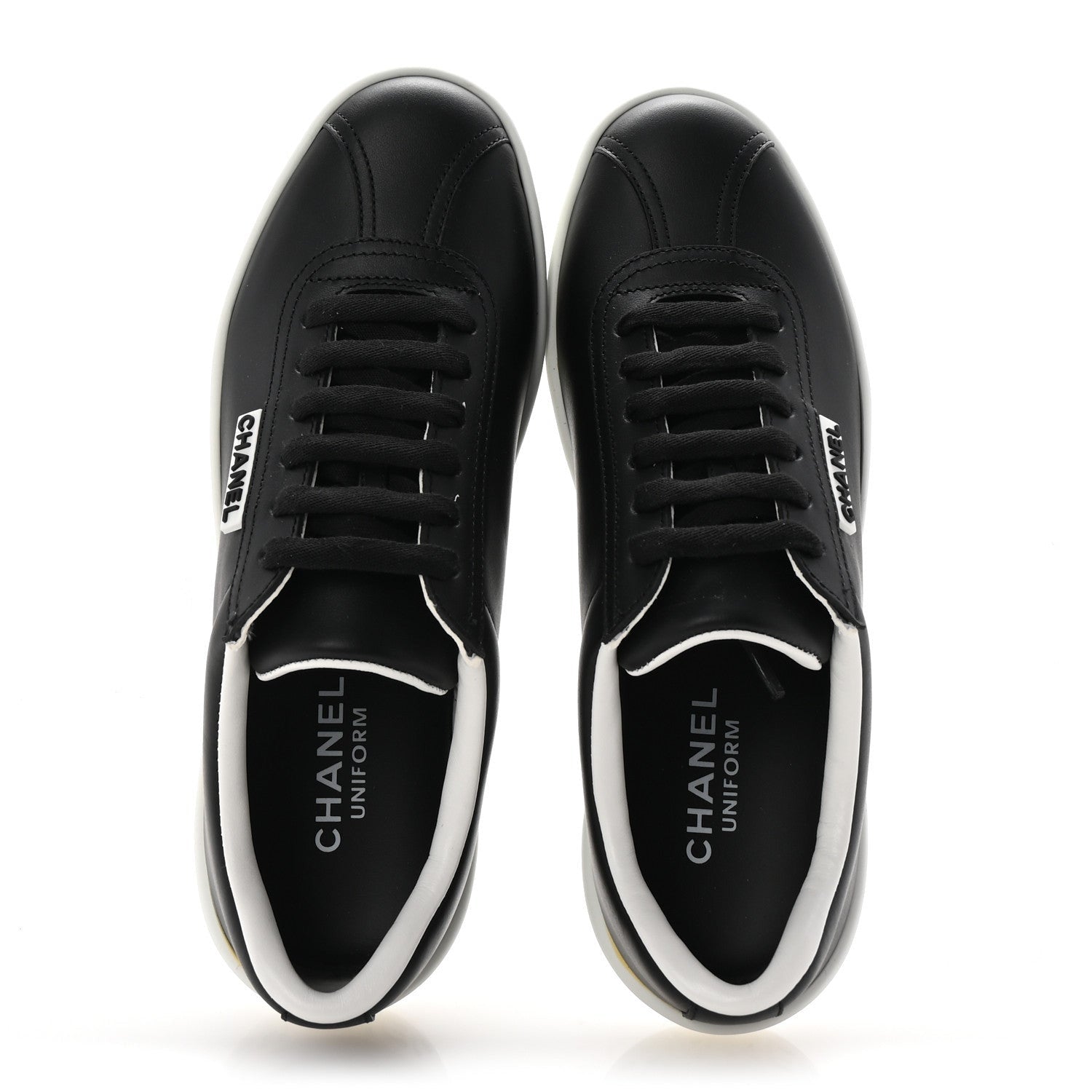 Chanel Calfskin CC Uniform Womens Sneakers 37 Black 2 of 7