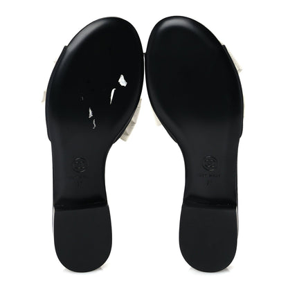 Chanel Silk Bow CC Mules 37  Black White 5 of 9