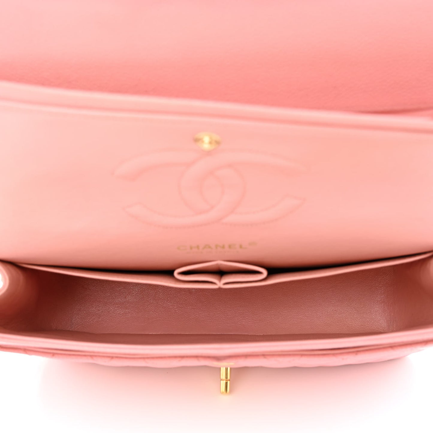 Caviar Quilted Medium Double Flap Pink