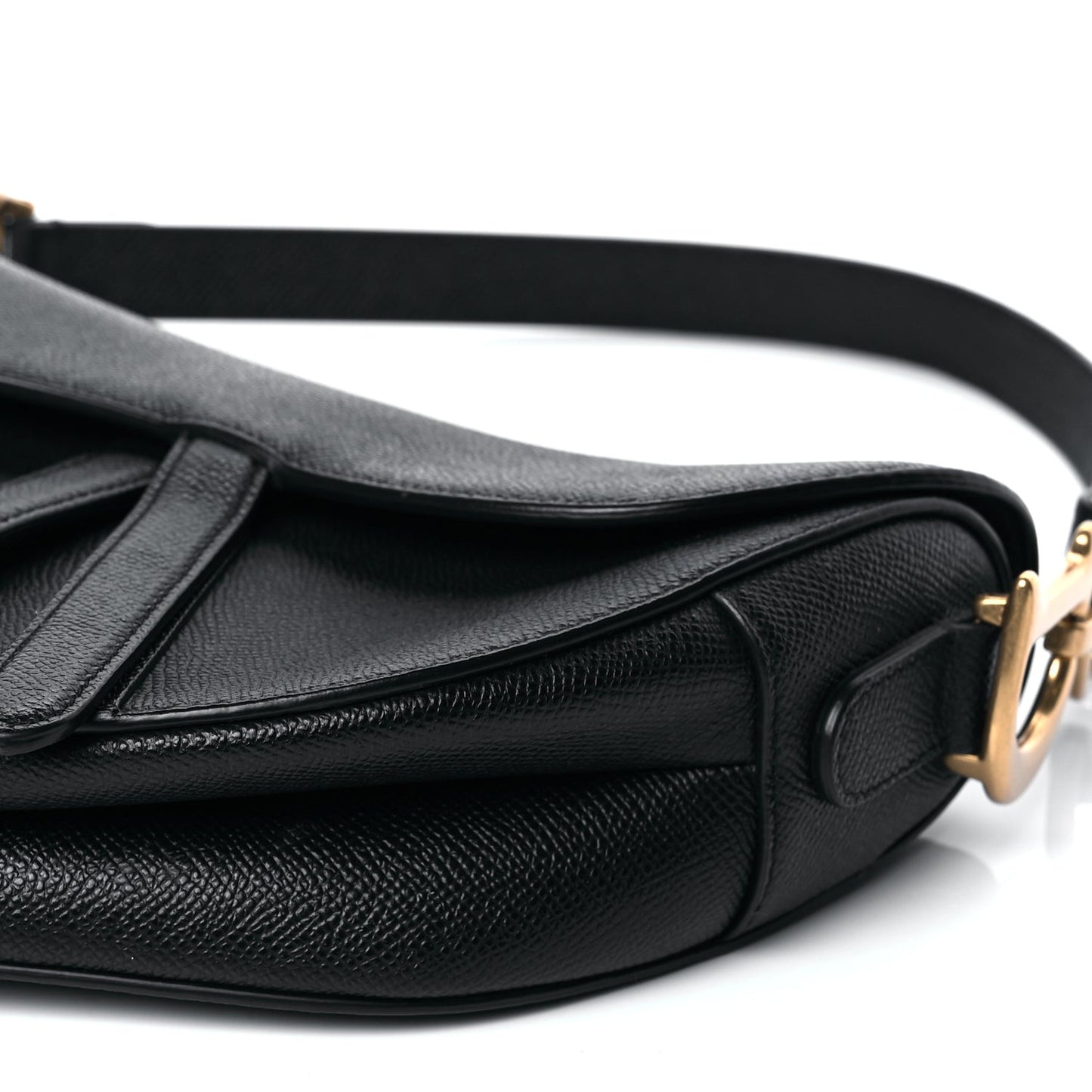 Grained Calfskin Saddle Bag Black