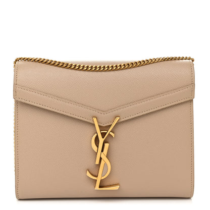 Saint Laurent Grain De Poudre Monogram Cassandra Chain Wallet Dark Beige 1 of 12