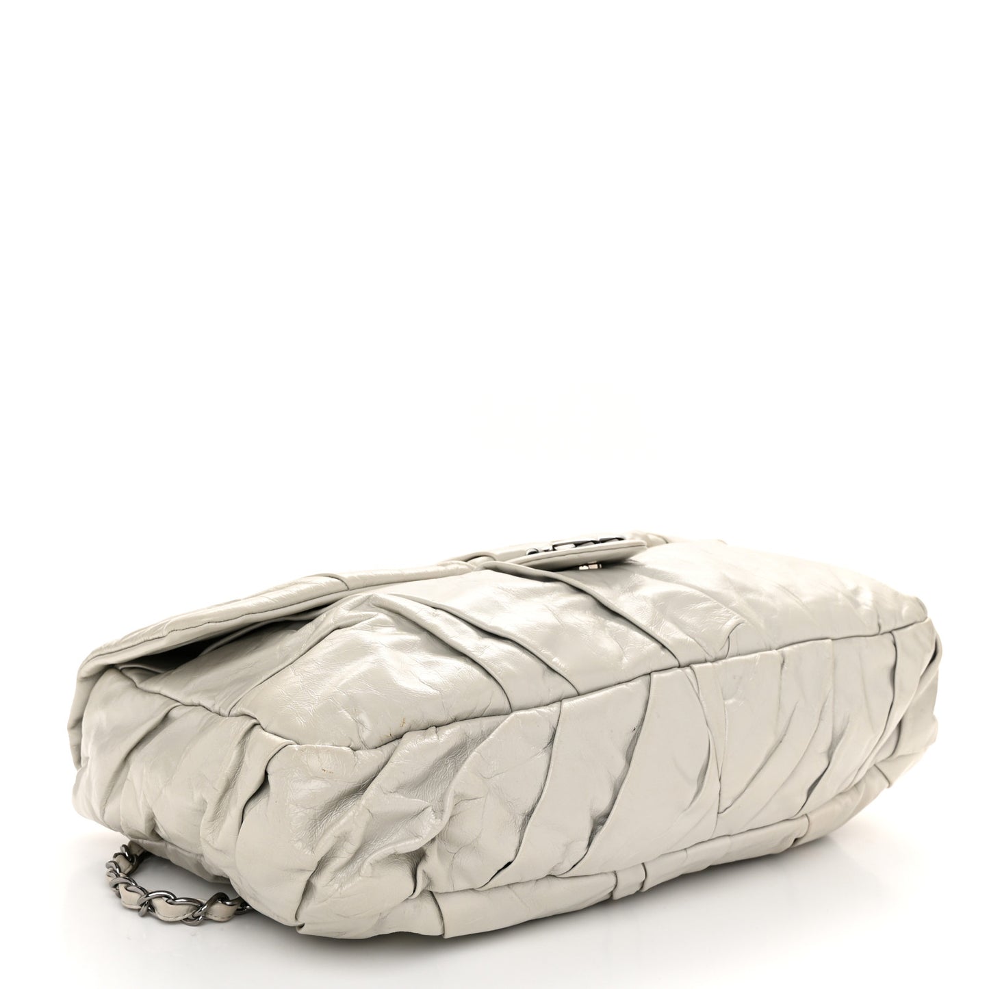 Glazed Calfskin Twisted Maxi Flap Light Grey