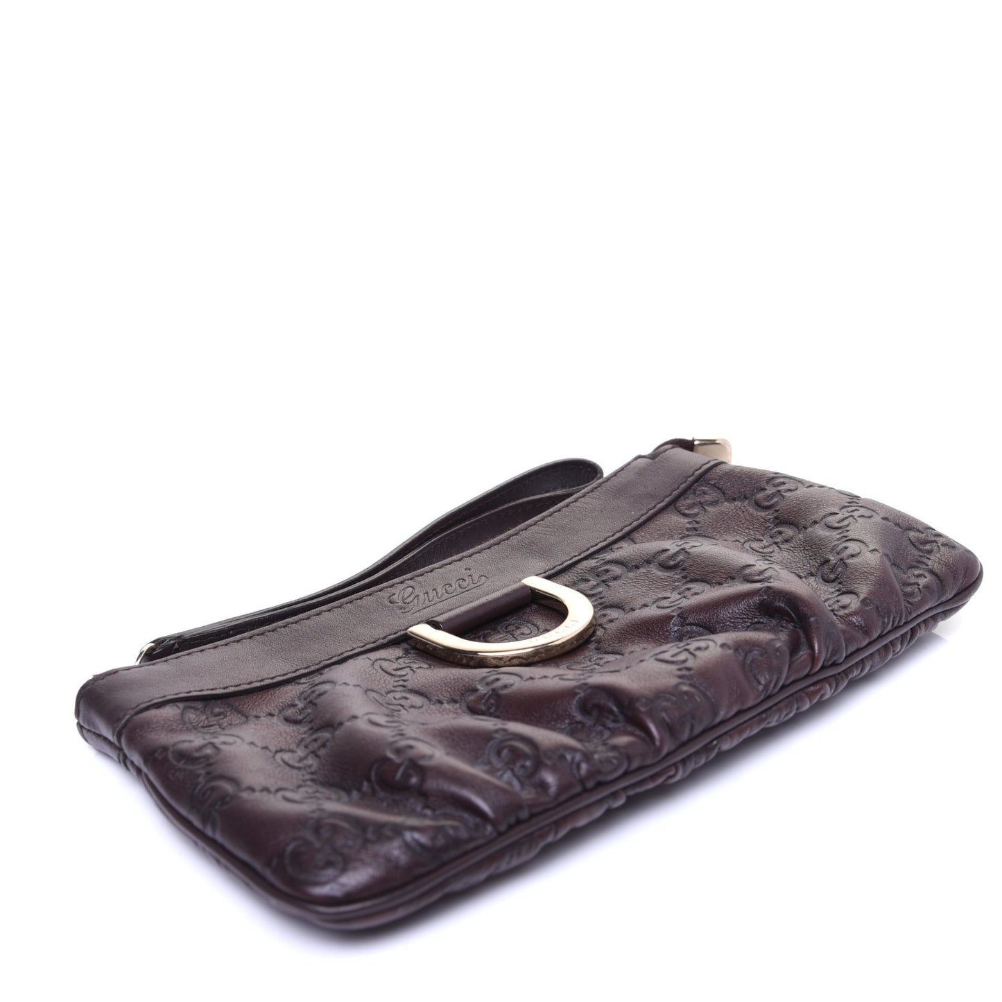 Guccissima D Gold Wristlet Chocolate