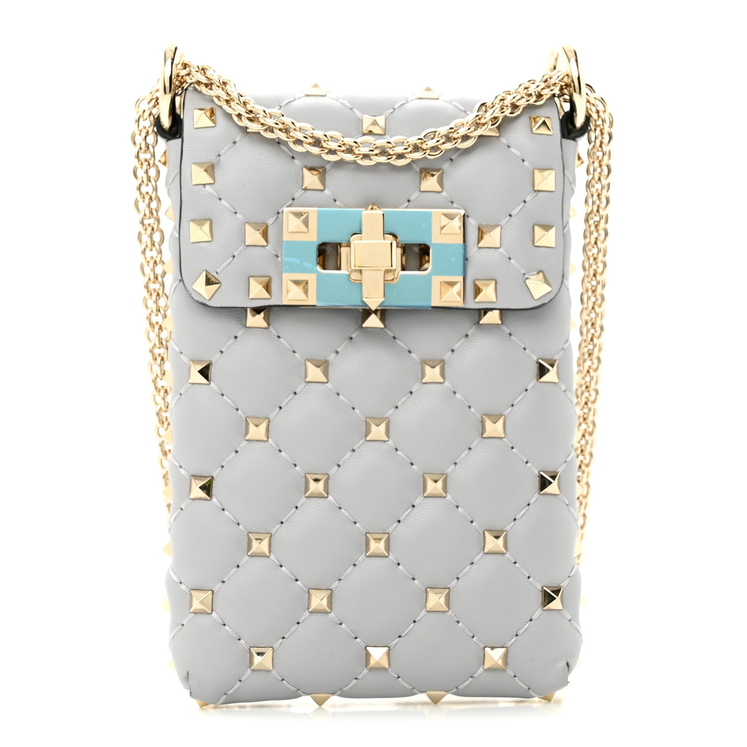Valentino Garavani Lambskin Rockstud Crossbody Phone Case Pastel Grey 1 of 10
