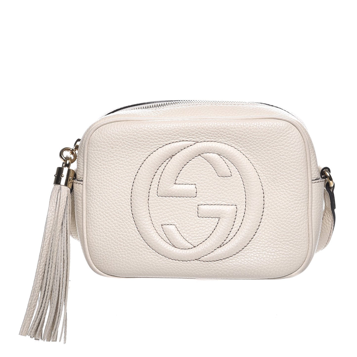 Pebbled Calfskin Small Soho Disco Bag Off White