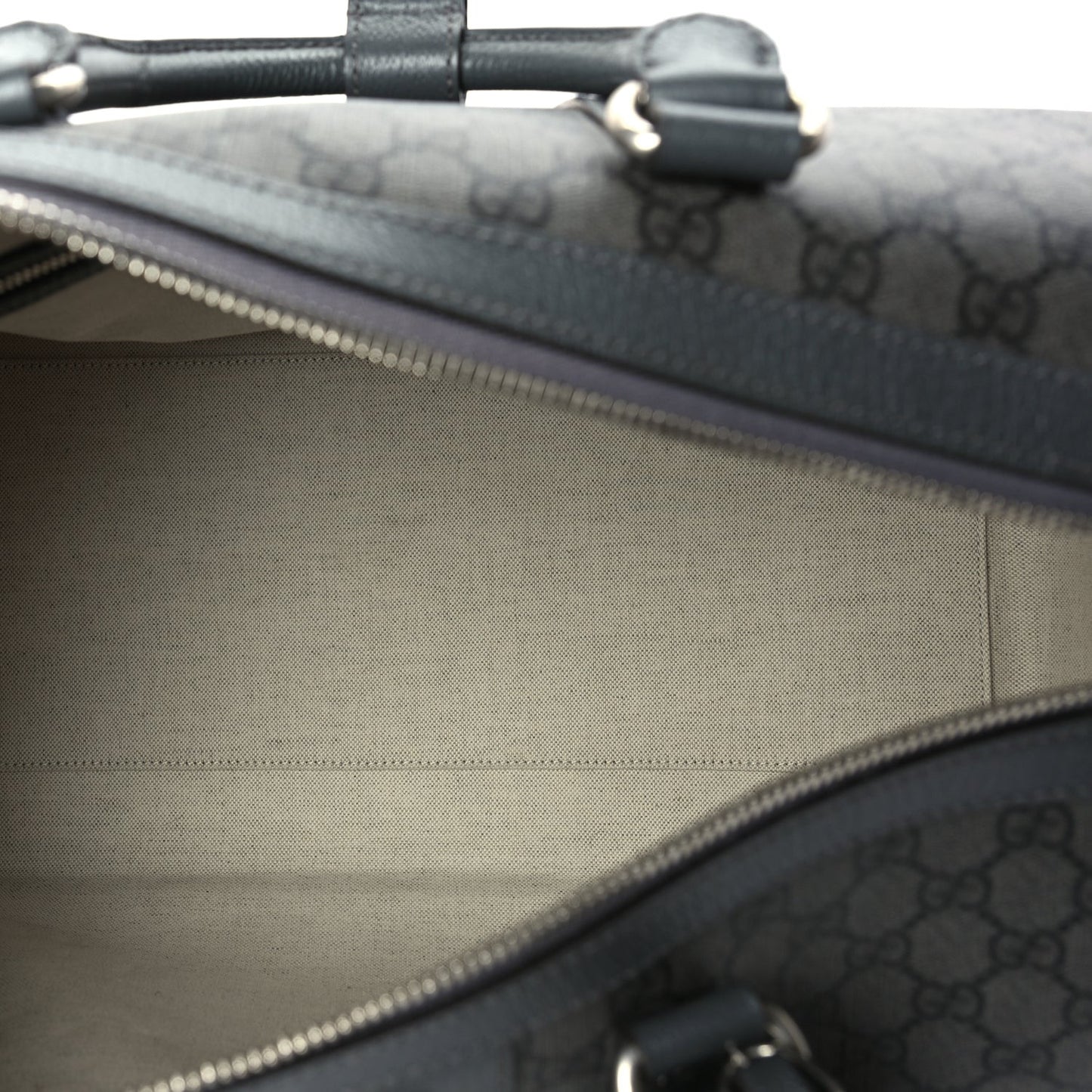 GG Supreme Monogram Textured Dollar Calfskin Medium Savoy Duffle Bag  Grey Black Graphite Grey